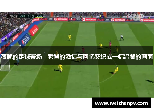 夜晚的足球赛场，老爸的激情与回忆交织成一幅温馨的画面